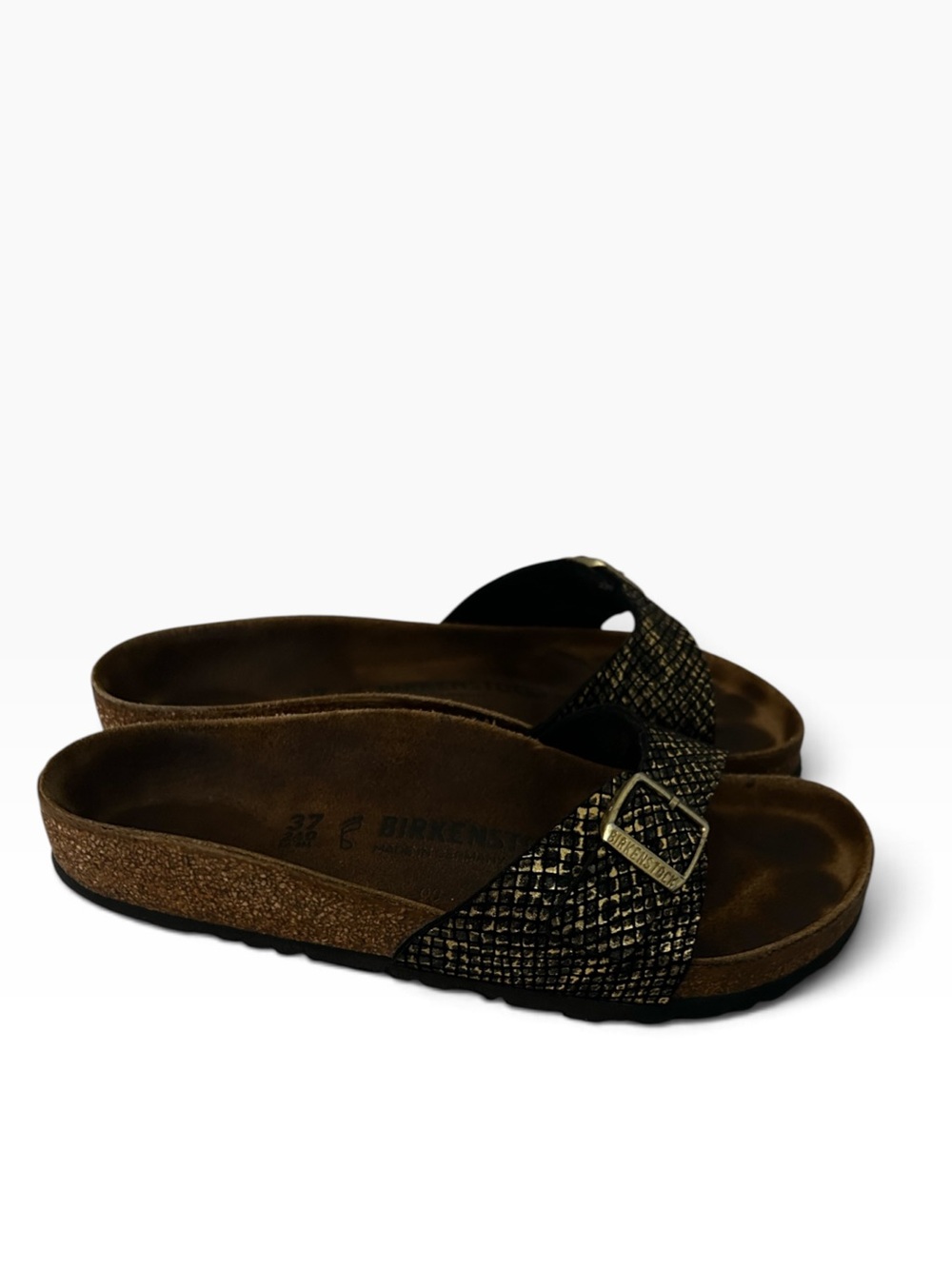 Birkenstock Madrid Shiny Python sandals metallic snakeskin Size 37 Size 6.5